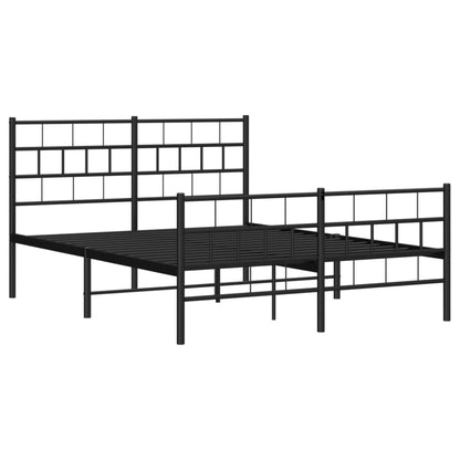 Metal Bed Frame without Mattress with Footboard Black 140x200cm