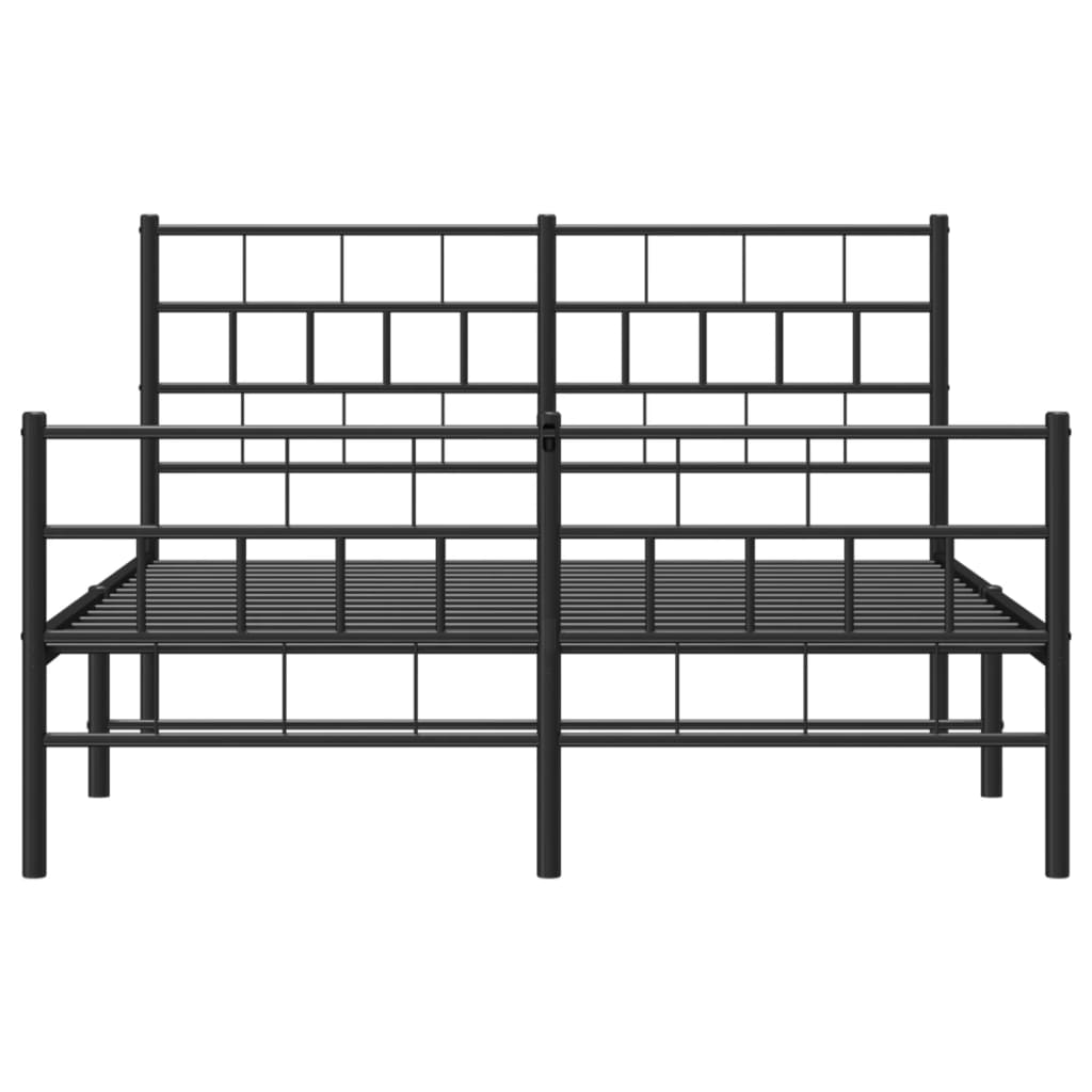 Metal Bed Frame without Mattress with Footboard Black 140x200cm