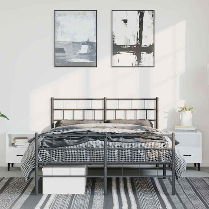 Metal Bed Frame without Mattress with Footboard Black 150x200cm