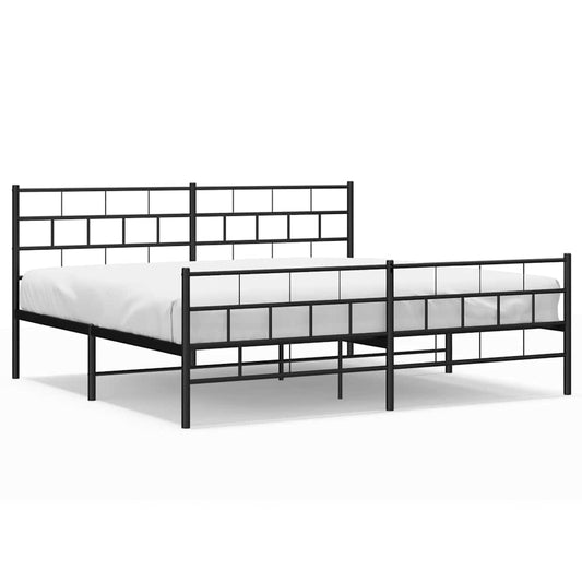 Metal Bed Frame | Black | Powder-Coated Steel | Double | Metal Bed Frame