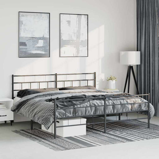 Metal Bed Frame | Black | Powder-Coated Steel | Double | Metal Bed Frame