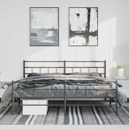 Metal Bed Frame without Mattress with Footboard Black 193x203cm