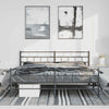Metal Bed Frame without Mattress with Footboard Black 193x203cm