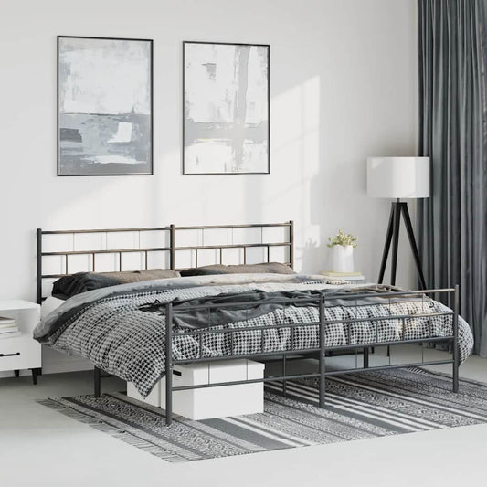 Metal Bed Frame | Black | Powder-Coated Steel | 193x203 cm | Bed Frame