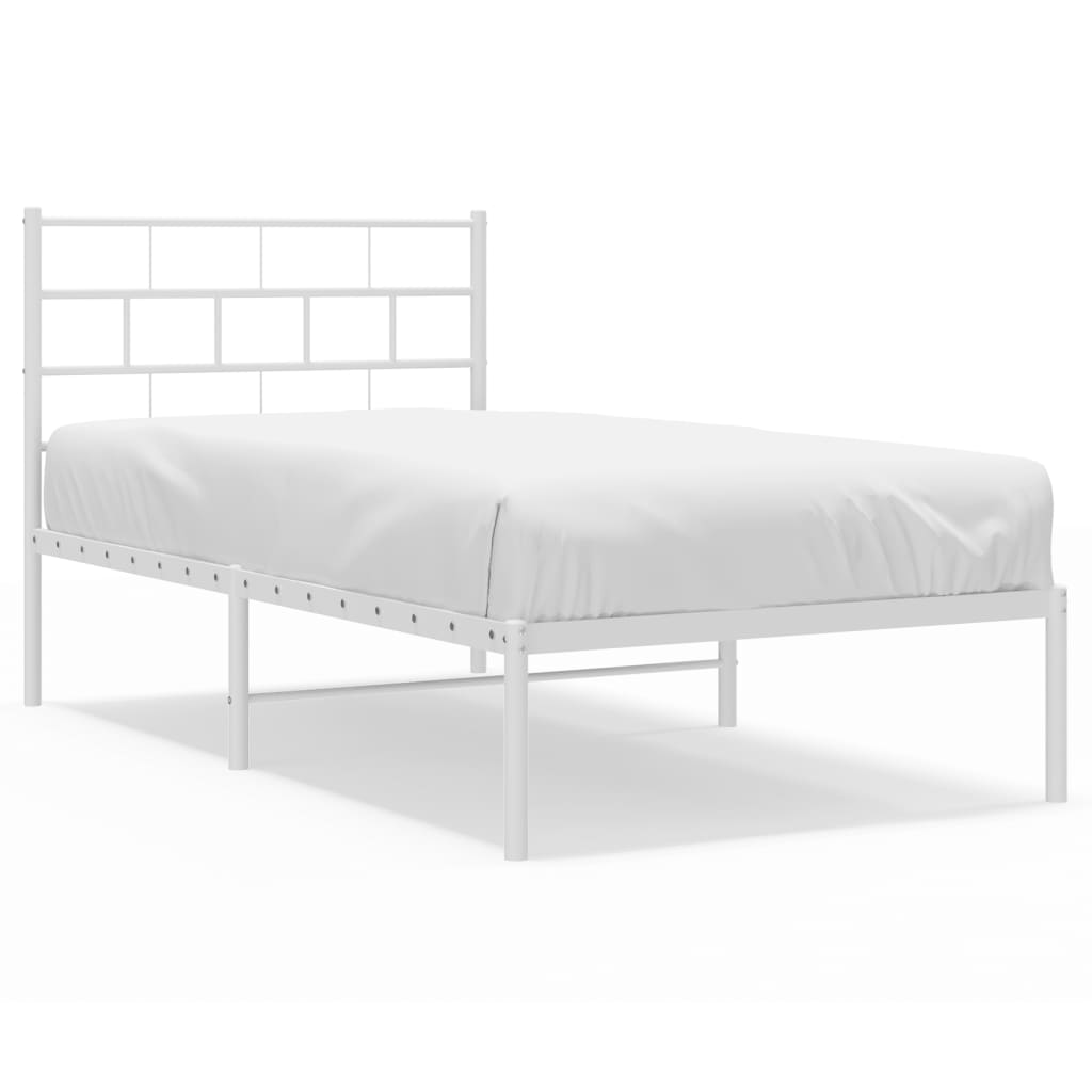 Metal Bed Frame | White | Steel | Single | Metal Bed Frame | Rectangular