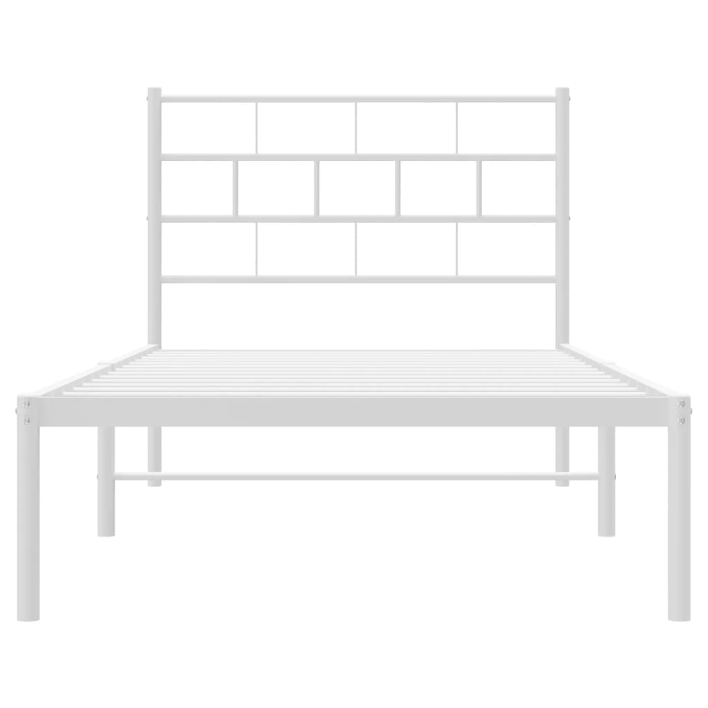 Metal Bed Frame | White | Steel | Single | Metal Bed Frame | Rectangular