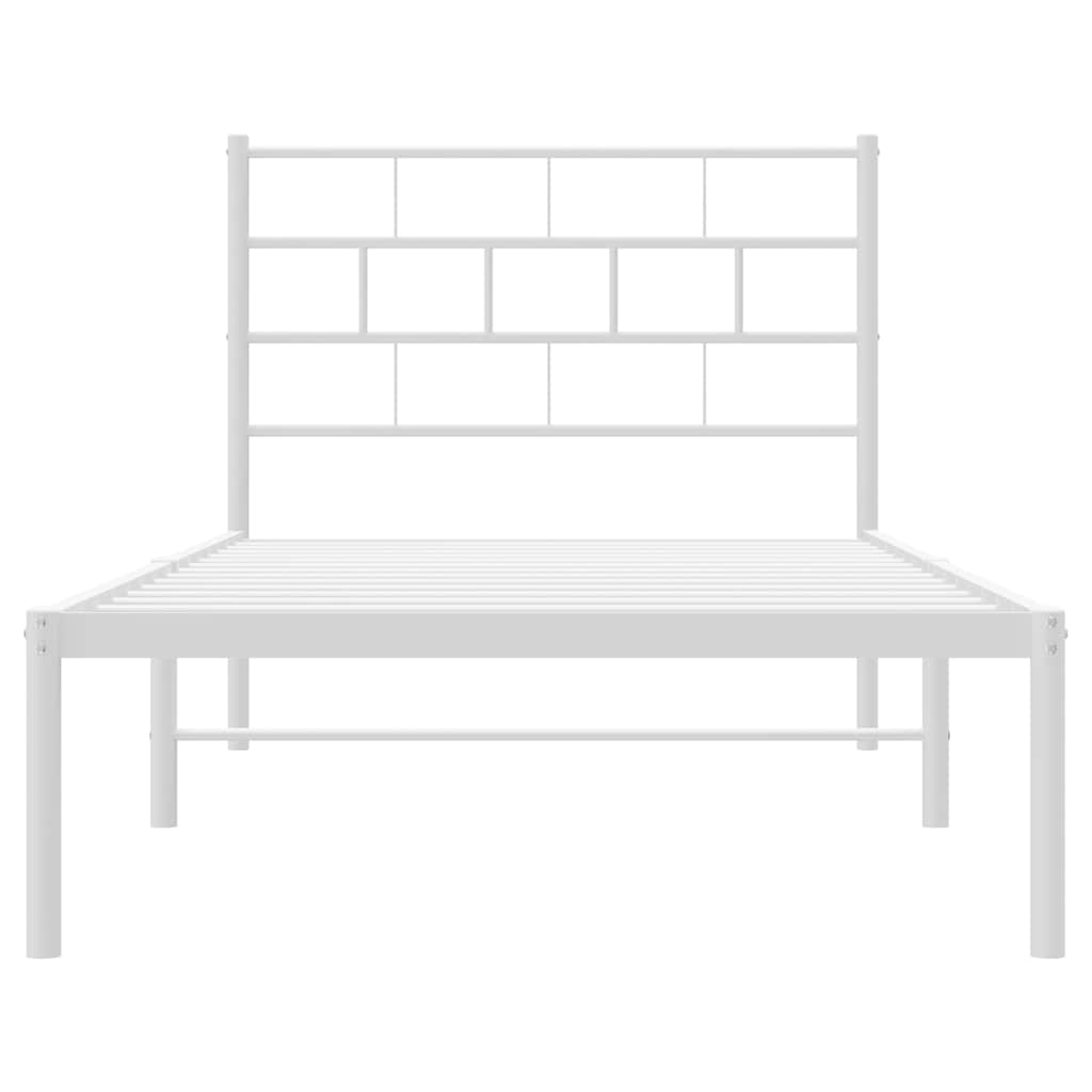 Metal Bed Frame | White | Steel | Single | Metal Bed Frame | Rectangular