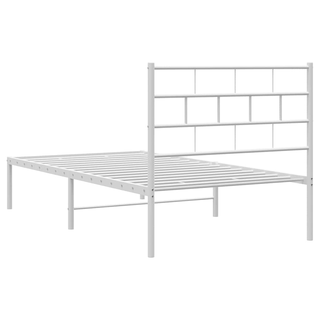 Metal Bed Frame | White | Steel | Single | Metal Bed Frame | Rectangular