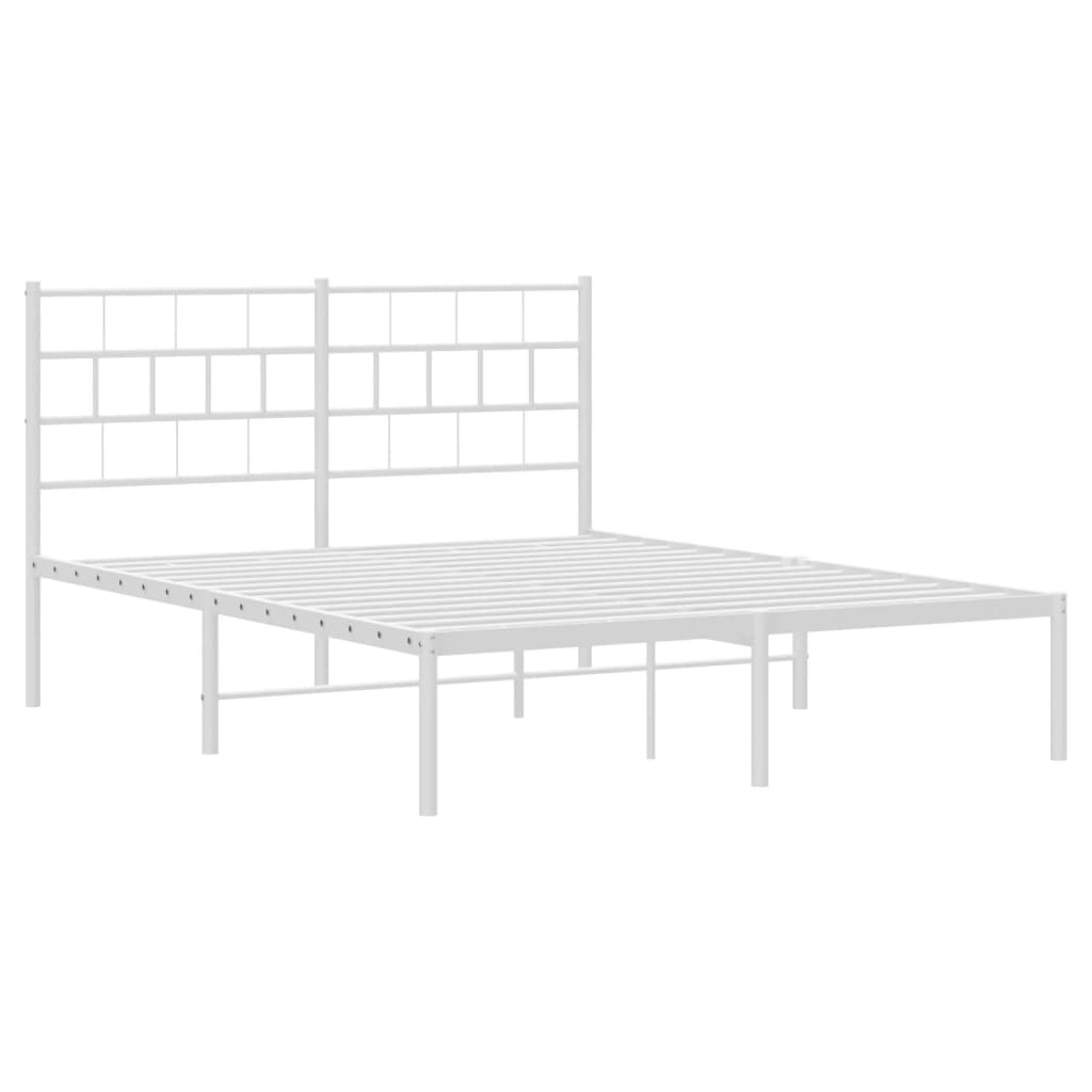 Metal Bed Frame without Mattress with Headboard White 140x200cm