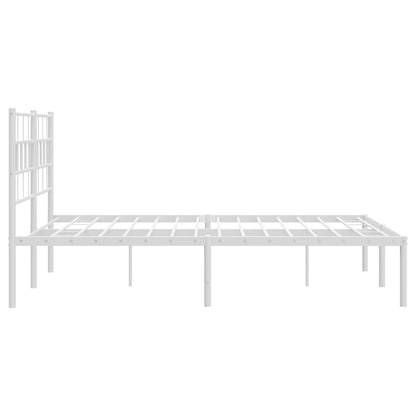 Metal Bed Frame without Mattress with Headboard White 140x200cm