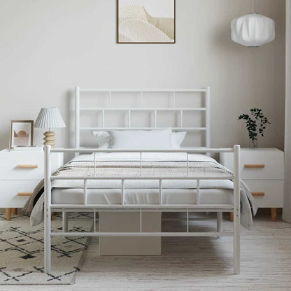 Metal Bed Frame | White | Powder-Coated Steel | Single Size | Bed Frame