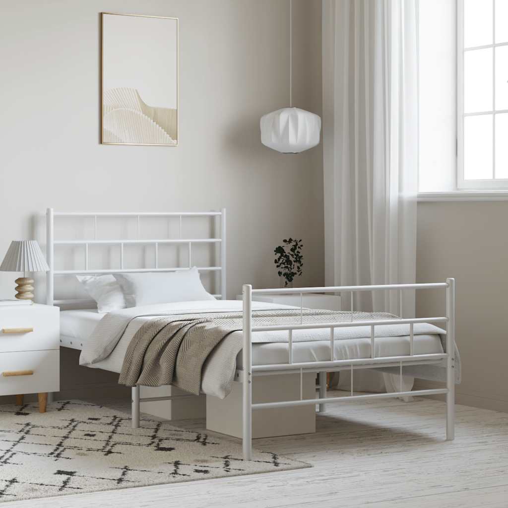 Metal Bed Frame | White | Powder-Coated Steel | Single Size | Bed Frame