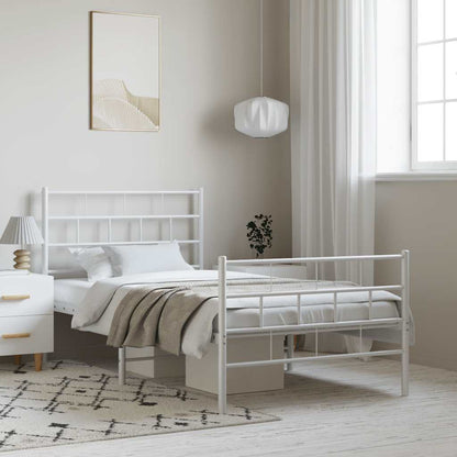 Metal Bed Frame | White | Powder-Coated Steel | Single Size | Bed Frame
