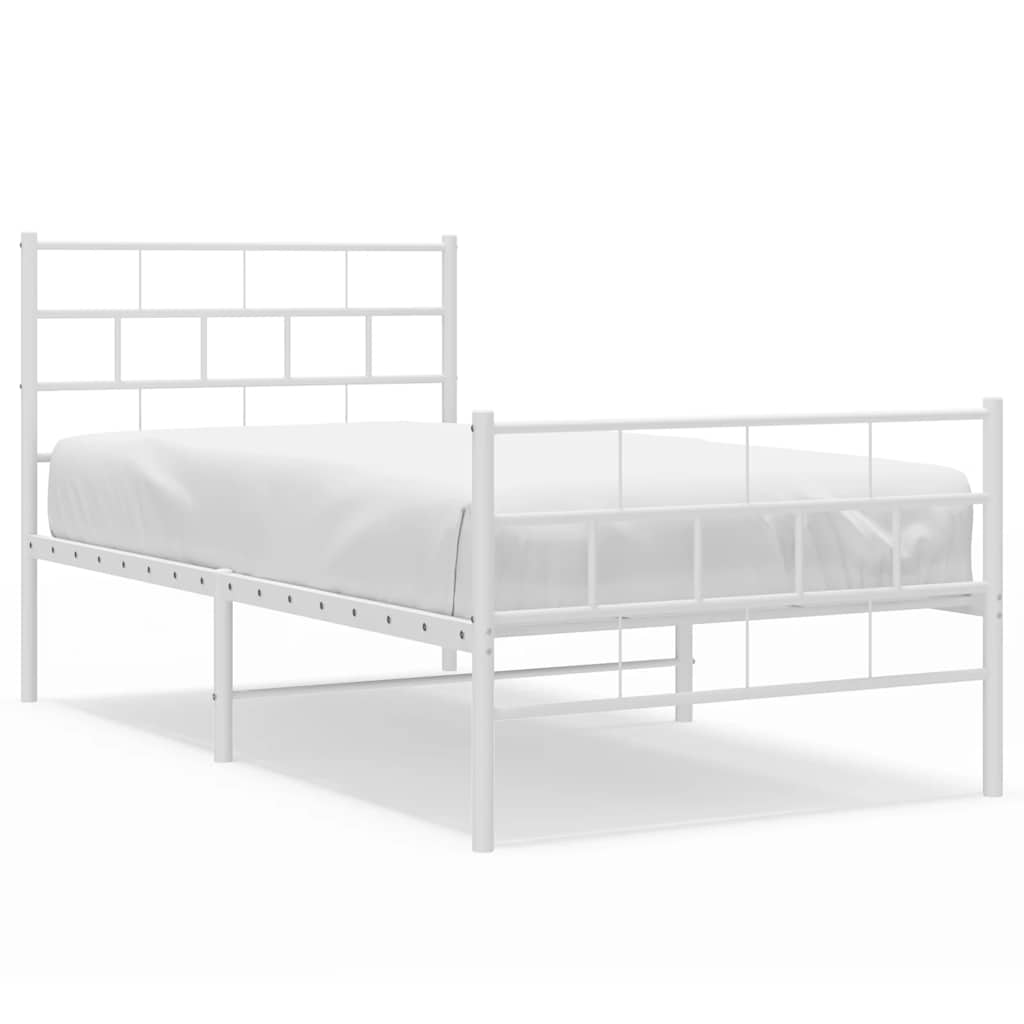 Metal Bed Frame | White | Powder-Coated Steel | Single | Metal Bed Frame