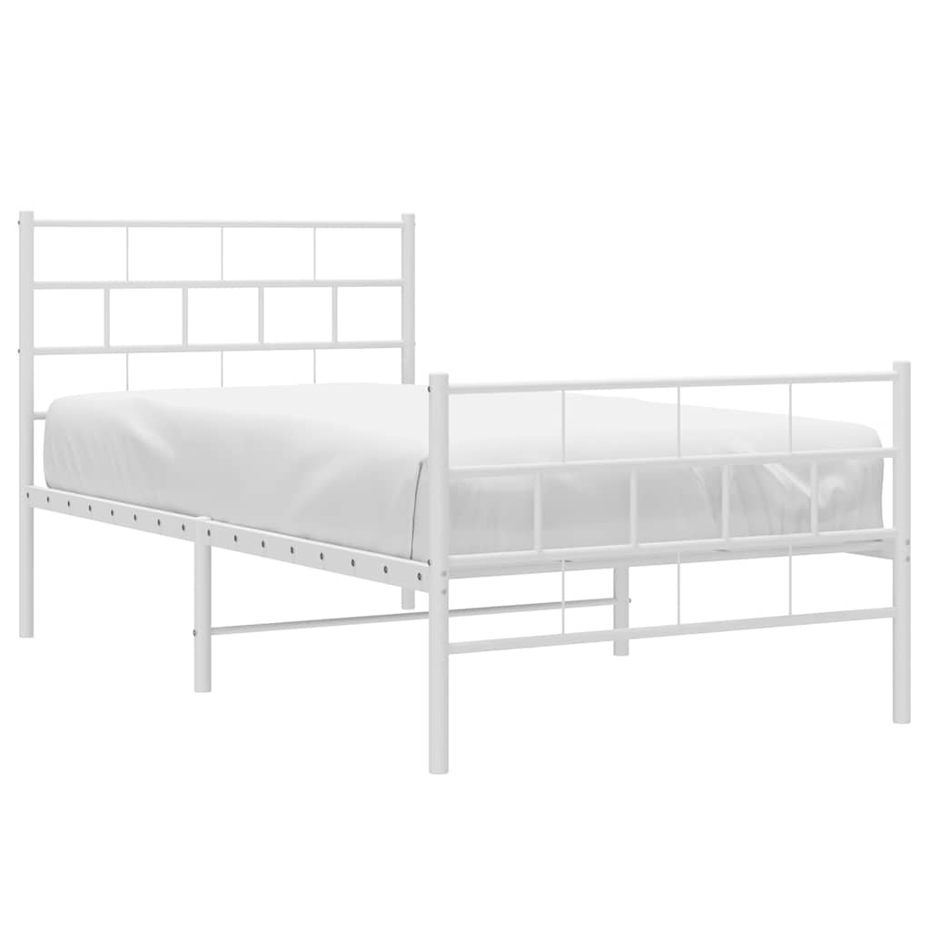 Metal Bed Frame | White | Powder-Coated Steel | Single | Metal Bed Frame