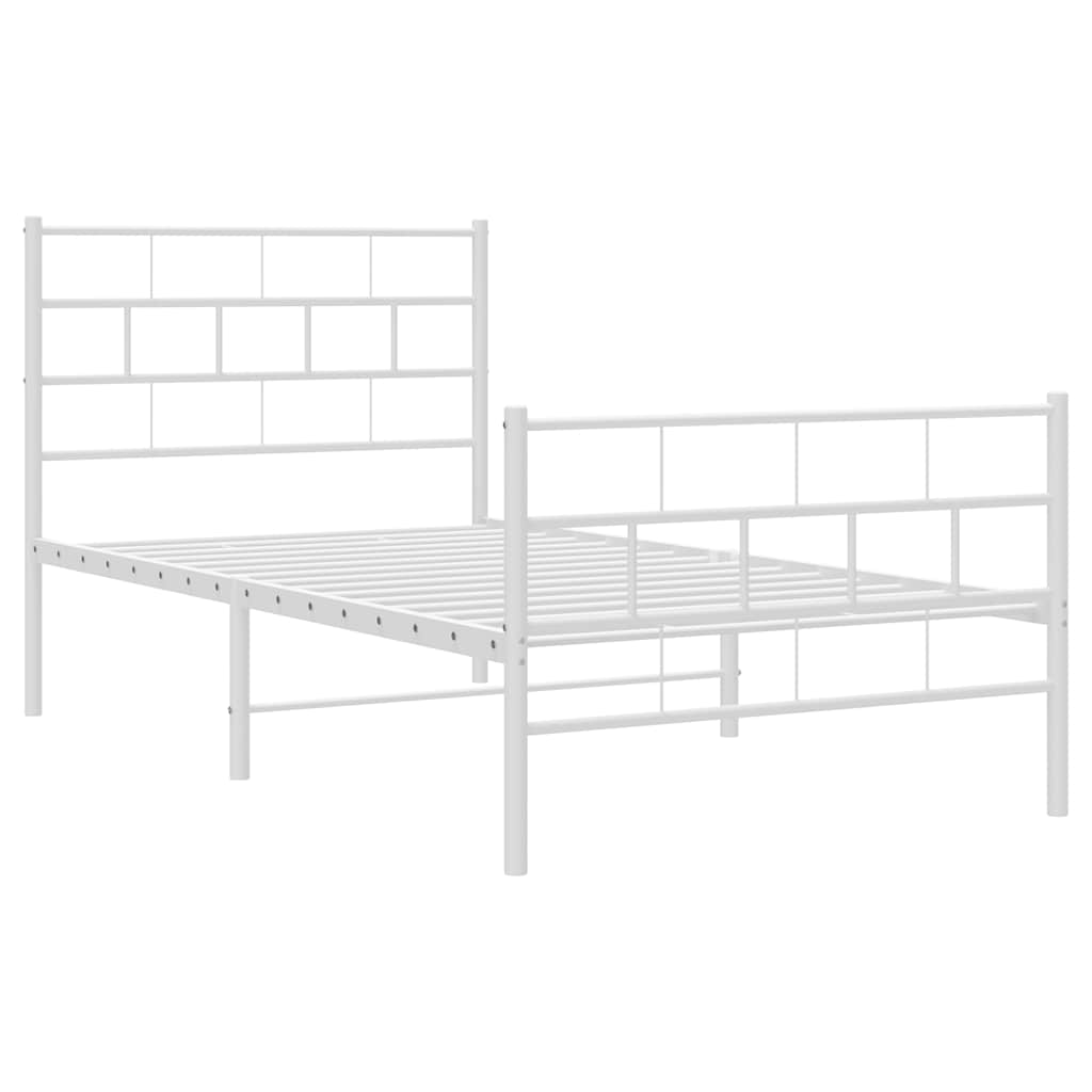 Metal Bed Frame | White | Powder-Coated Steel | Single | Metal Bed Frame