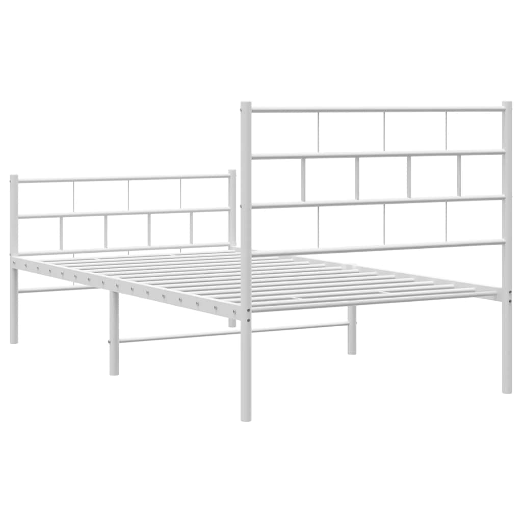 Metal Bed Frame | White | Powder-Coated Steel | Single | Metal Bed Frame