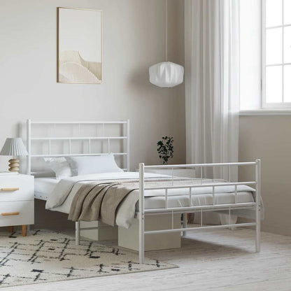 Metal Bed Frame | White | Powder-Coated Steel | Single | Metal Bed Frame