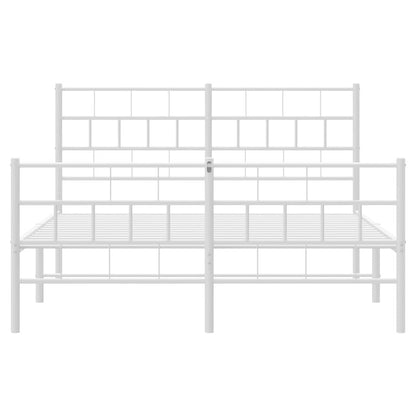 Metal Bed Frame without Mattress with Footboard White 135x190cm