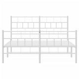Metal Bed Frame with Headboard and Footboard White 140x190 cm