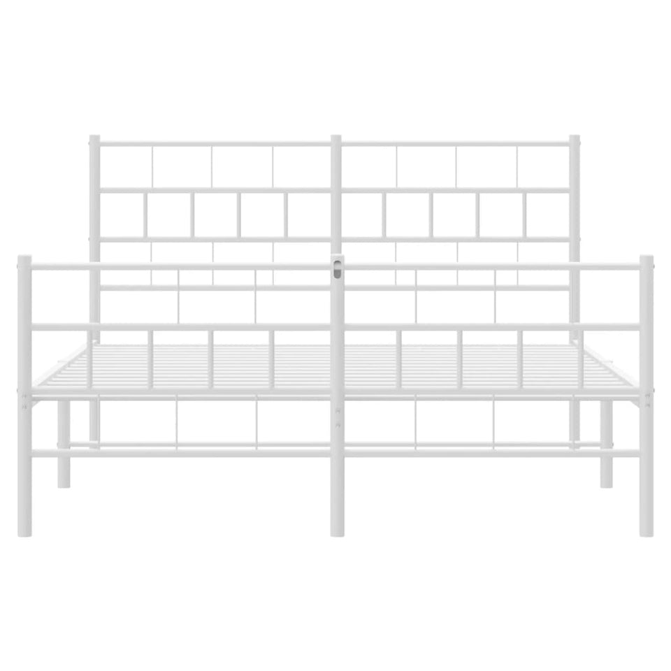 Metal Bed Frame with Headboard and Footboard White 150x200 cm King Size