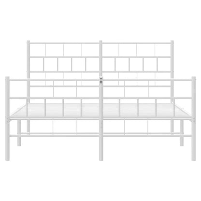 Metal Bed Frame without Mattress with Footboard White 150x200cm