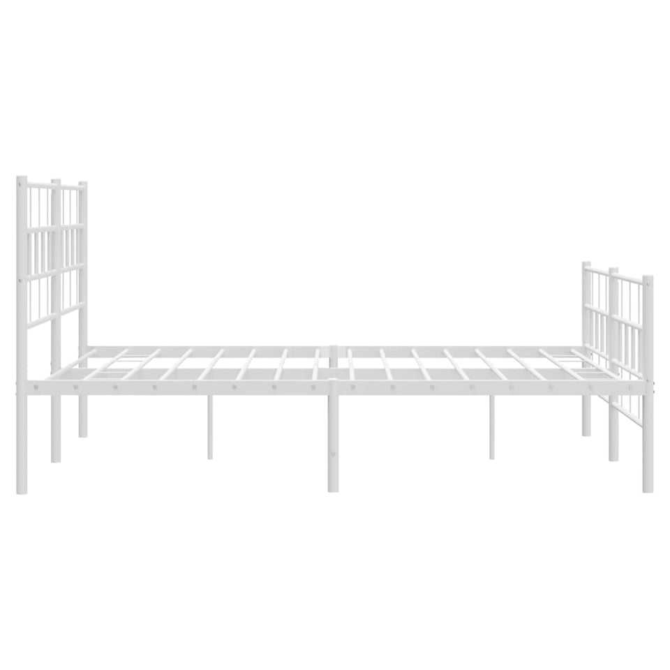 Metal Bed Frame with Headboard and Footboard White 150x200 cm King Size