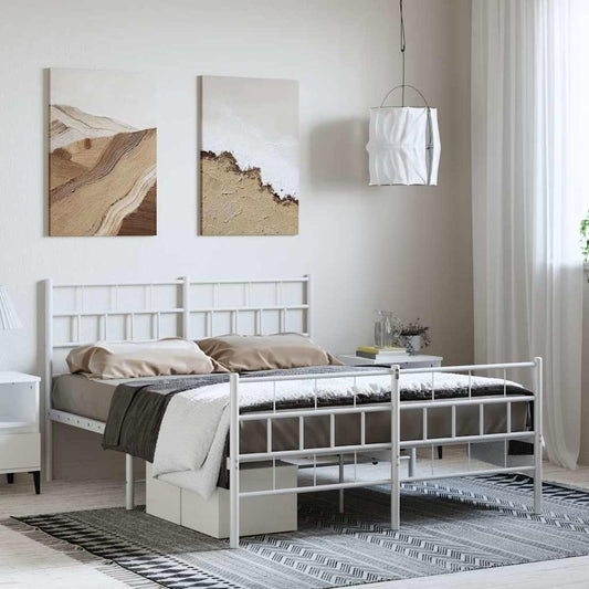 Metal Bed Frame | White | Powder-Coated Steel | King Size