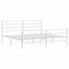 Metal Bed Frame without Mattress with Footboard White 183x213cm