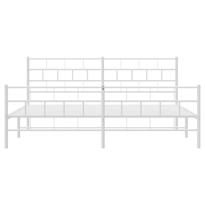 Metal Bed Frame without Mattress with Footboard White 183x213cm
