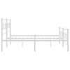 Metal Bed Frame without Mattress with Footboard White 183x213cm