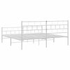 Metal Bed Frame without Mattress with Footboard White 183x213cm