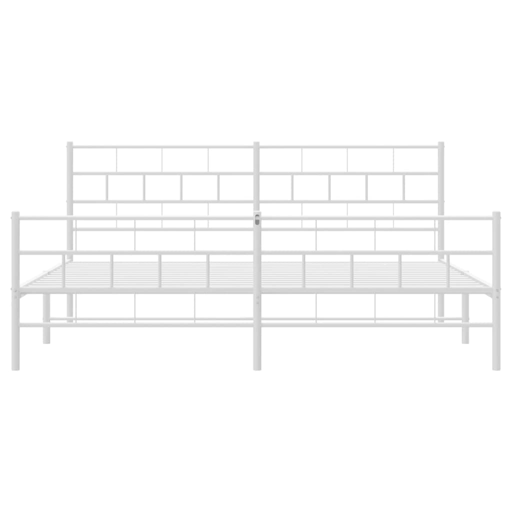 Metal Bed Frame without Mattress with Footboard White 193x203cm