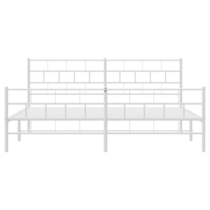 Metal Bed Frame without Mattress with Footboard White 193x203cm