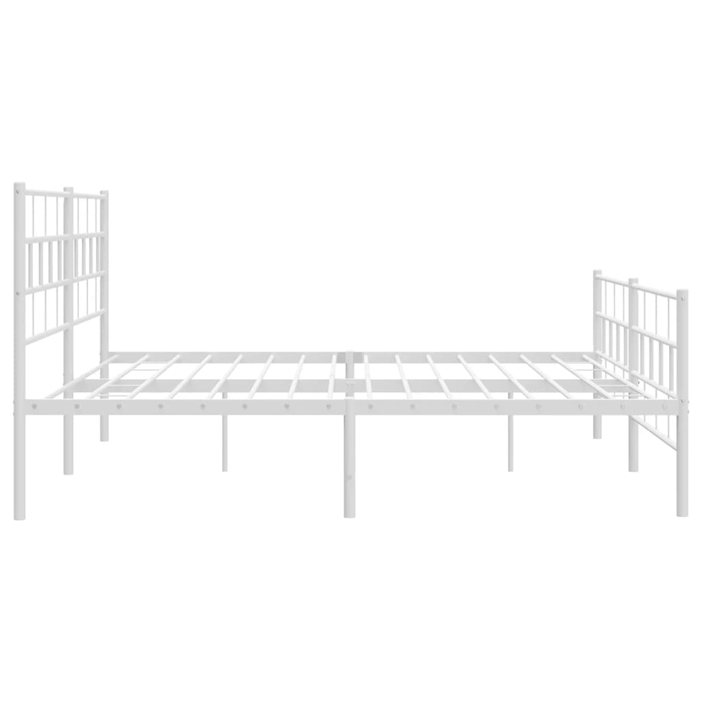 Metal Bed Frame without Mattress with Footboard White 193x203cm