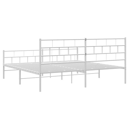 Metal Bed Frame without Mattress with Footboard White 193x203cm