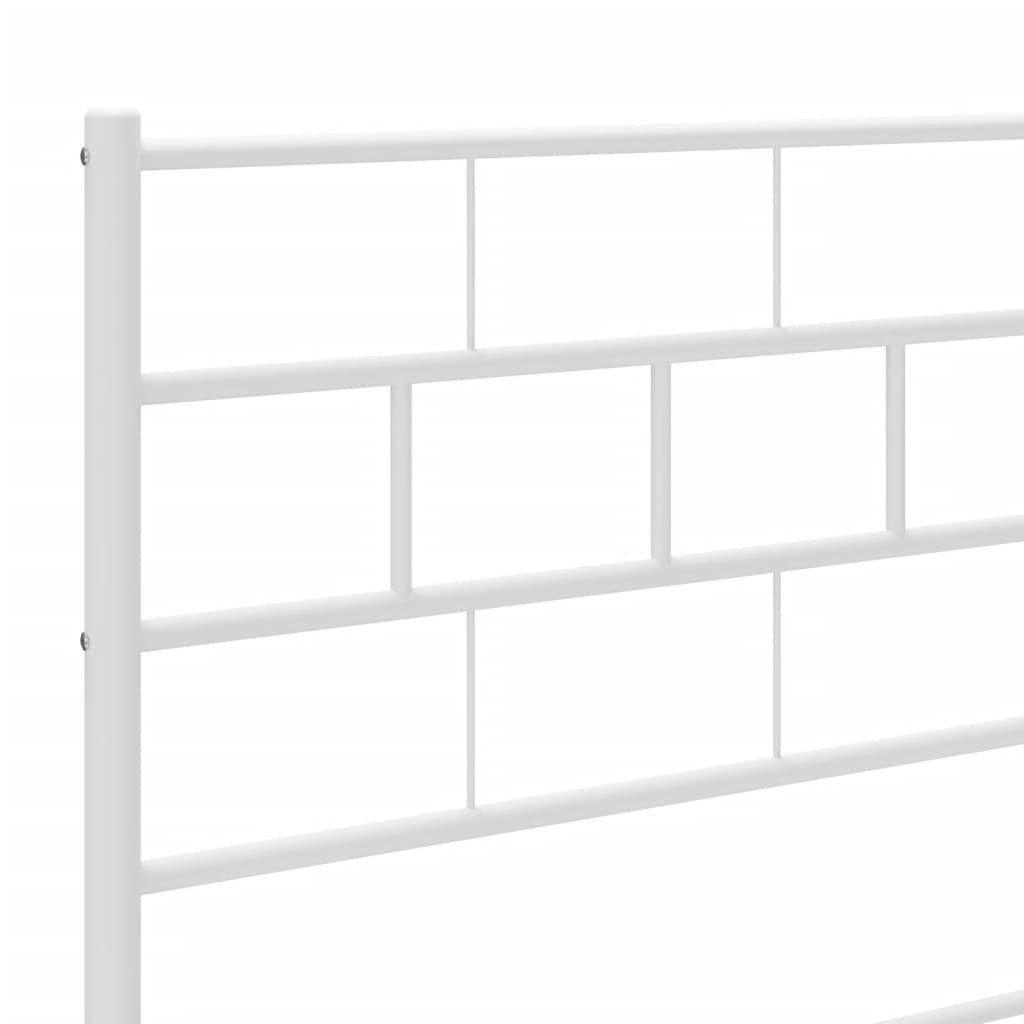 Metal Bed Frame without Mattress with Footboard White 193x203cm