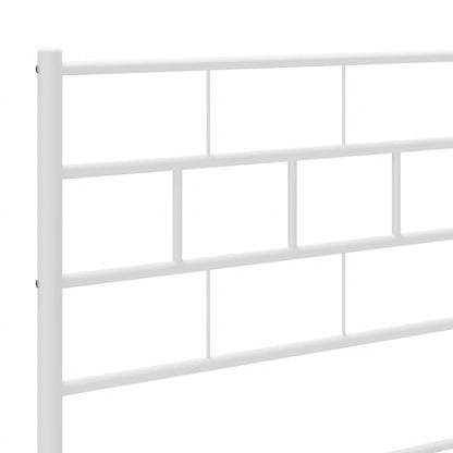 Metal Bed Frame without Mattress with Footboard White 193x203cm