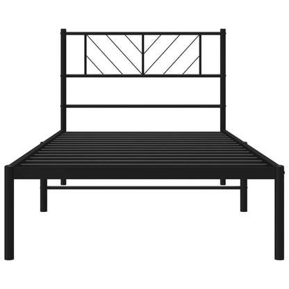 Metal Bed Frame without Mattress with Headboard Black 90x190cm