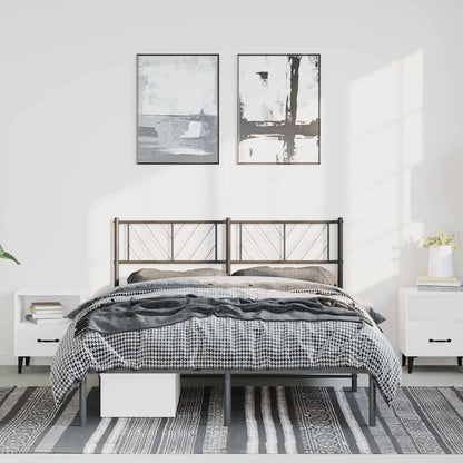 Metal Bed Frame without Mattress with Headboard Black 135x190cm