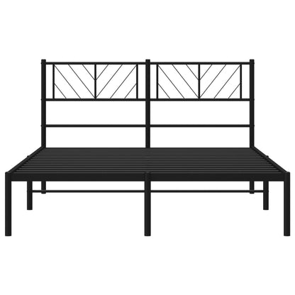 Metal Bed Frame without Mattress with Headboard Black 140x190cm