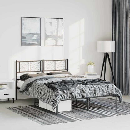 Metal Bed Frame without Mattress with Headboard Black 150x200cm