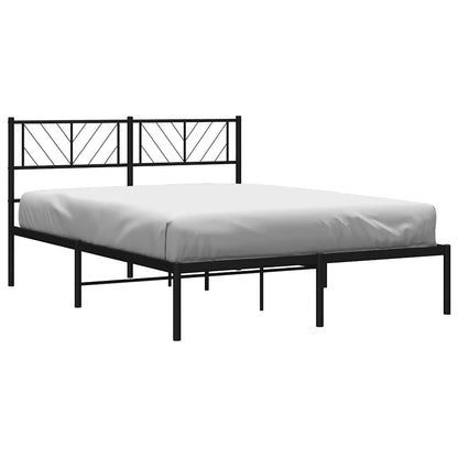 Metal Bed Frame without Mattress with Headboard Black 150x200cm