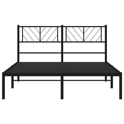 Metal Bed Frame without Mattress with Headboard Black 150x200cm