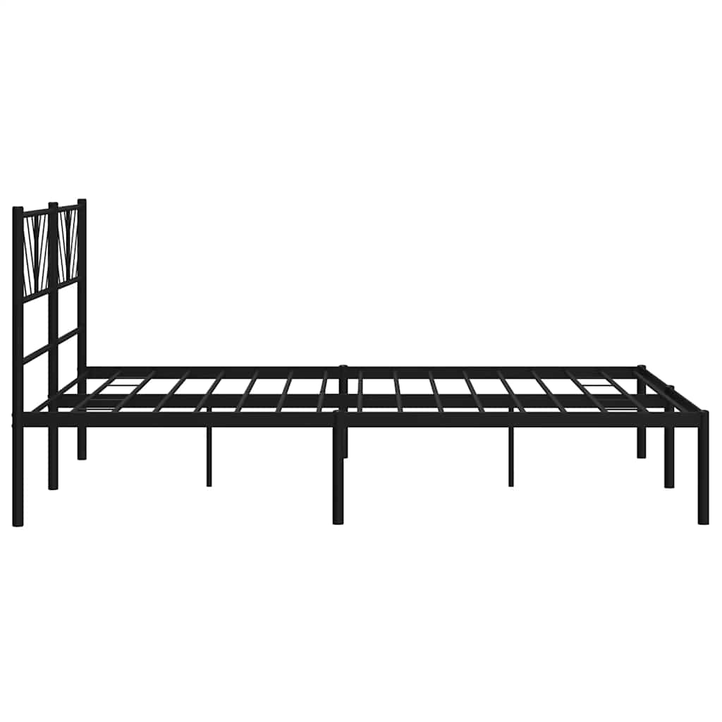 Metal Bed Frame without Mattress with Headboard Black 150x200cm