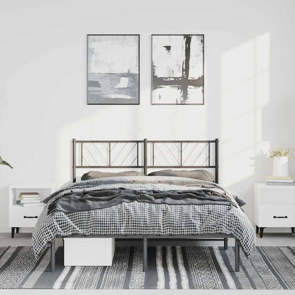 Metal Bed Frame without Mattress with Headboard Black 150x200cm