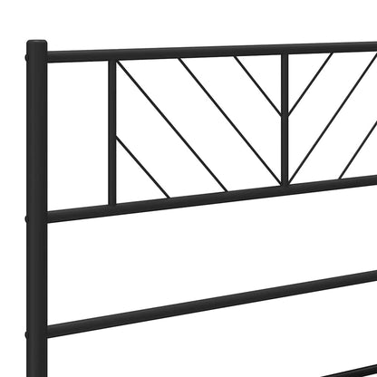 Metal Bed Frame without Mattress with Headboard Black 183x213cm