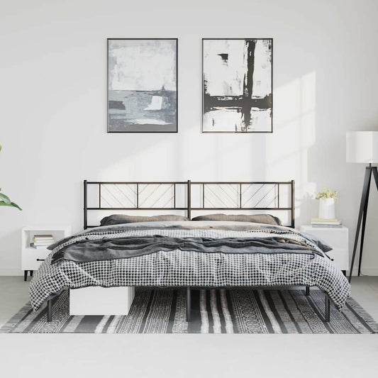 Metal Bed Frame without Mattress with Headboard Black 183x213cm