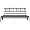 Metal Bed Frame without Mattress with Headboard Black 193x203cm