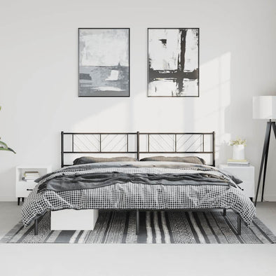 Metal Bed Frame without Mattress with Headboard Black 193x203cm